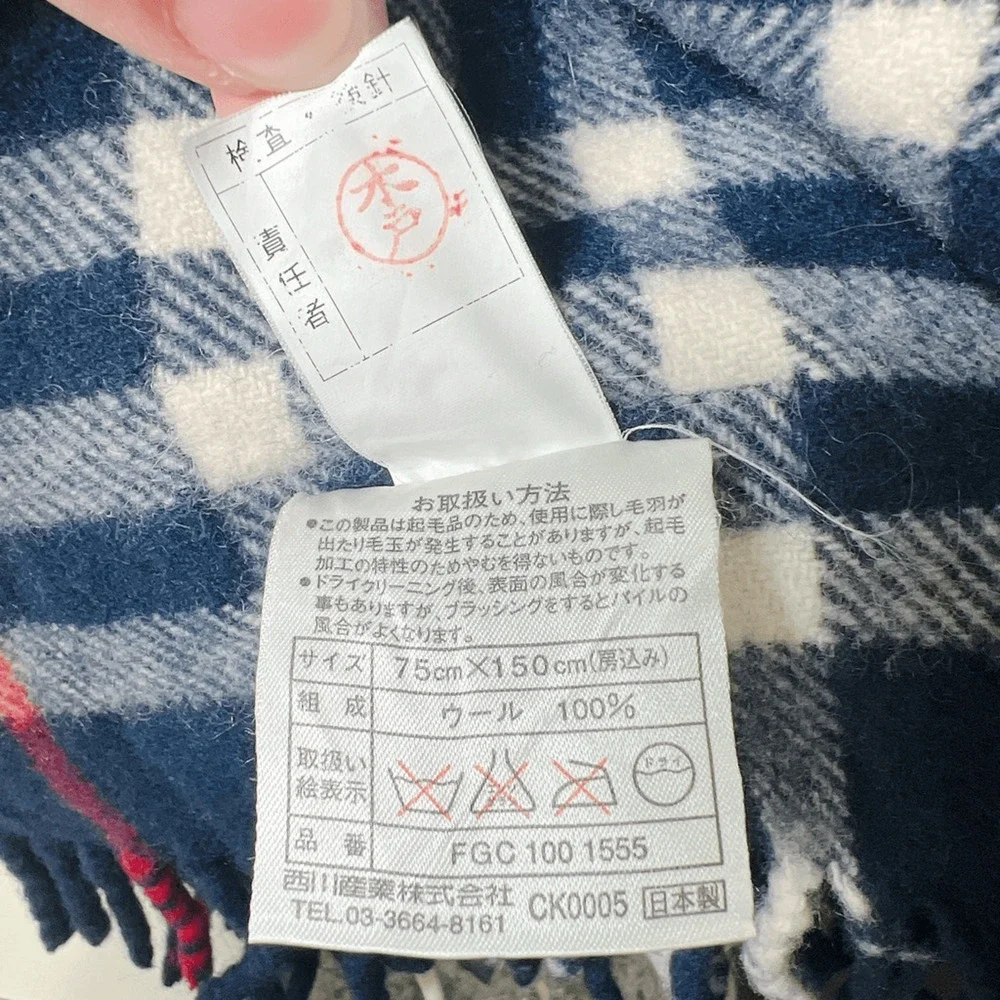 Burberry Nova Check Cashmere Scarf Navy Stole Muffler